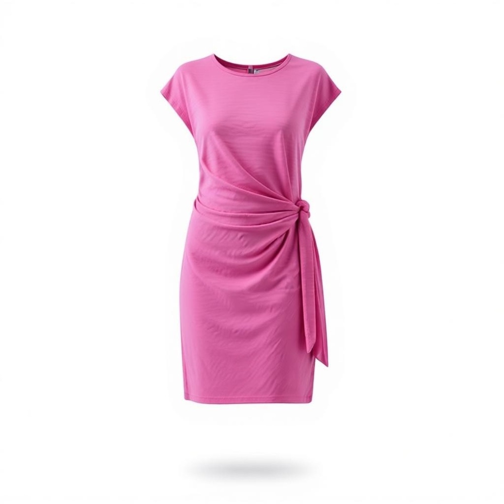 GAP Pink Tie Waist Short Sleeve Knit Midi‎ Dress Women's Size L
